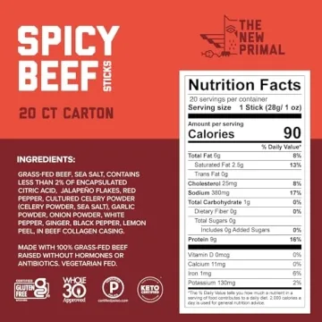 Grass-Fed Spicy Beef Sticks - Healthy Protein Snacks