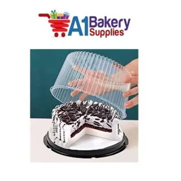 A1 Bakery Supplies 10-11inch Cake Double Layer Clear Cake Container Dome and Base Carry & Display Storage Box (4 Pack)