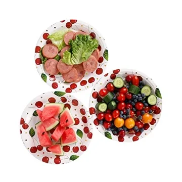 Elegant Gold Cherry Paper Party Plates for Celebrations