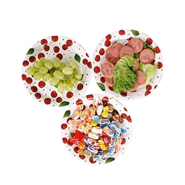 Elegant Gold Cherry Paper Party Plates for Celebrations