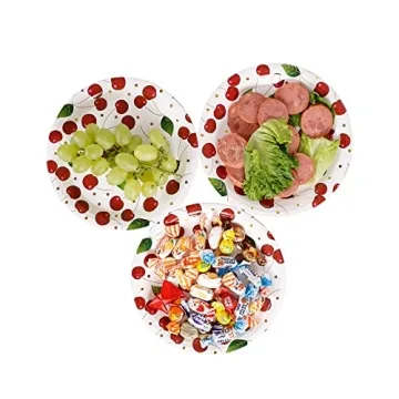 Elegant Gold Cherry Paper Party Plates for Celebrations