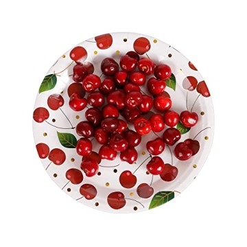 Elegant Gold Cherry Paper Party Plates for Celebrations
