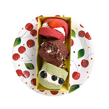 Elegant Gold Cherry Paper Party Plates for Celebrations