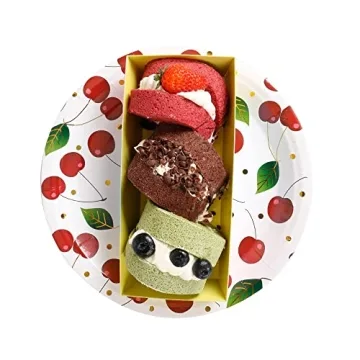 Elegant Gold Cherry Paper Party Plates for Celebrations