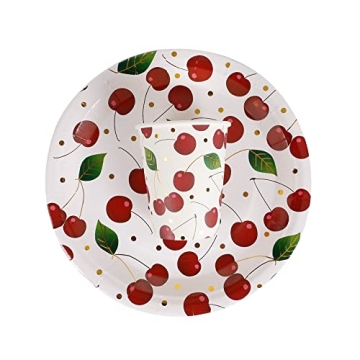 Elegant Gold Cherry Paper Party Plates for Celebrations
