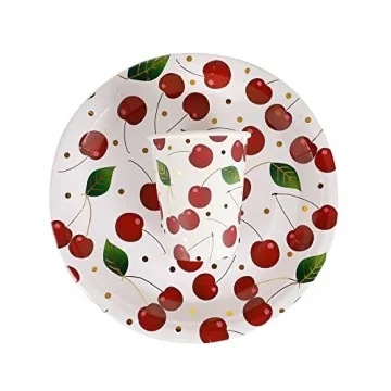 Elegant Gold Cherry Paper Party Plates for Celebrations