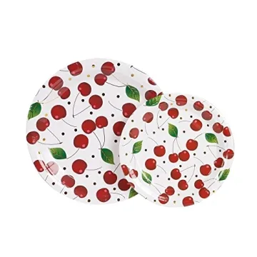 Elegant Gold Cherry Paper Party Plates for Celebrations