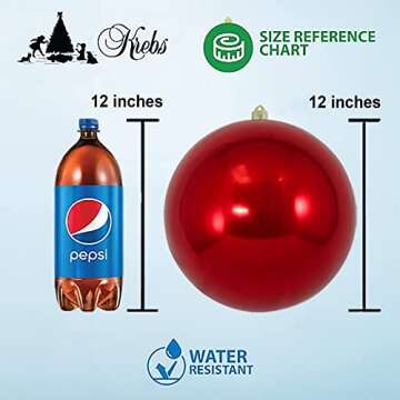 Christmas By Krebs 12" (300mm) Shiny Sonic Red [1 Piece] Extra Large Solid Oversized Huge Big Outdoo...