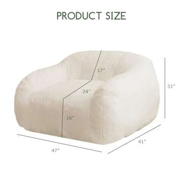 HIGOGOGO Giant Bean Bag Chair for Adults, Big Comfy Sofa Chair for Bedroom Living Room, Bean Bag Laz...