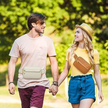 S-ZONE Fanny Packs for Women, Genuine Leather RFID Blocking Crossbody Bags Purses, Sling Waist Bag, ...