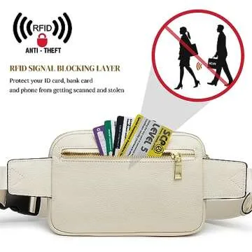 S-ZONE Fanny Packs for Women, Genuine Leather RFID Blocking Crossbody Bags Purses, Sling Waist Bag, Fashionable Chest Bag, Gifts Travel Running Adjustable Strap Men