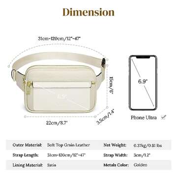 S-ZONE Fanny Packs for Women, Genuine Leather RFID Blocking Crossbody Bags Purses, Sling Waist Bag, Fashionable Chest Bag, Gifts Travel Running Adjustable Strap Men