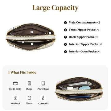 S-ZONE Fanny Packs for Women, Genuine Leather RFID Blocking Crossbody Bags Purses, Sling Waist Bag, Fashionable Chest Bag, Gifts Travel Running Adjustable Strap Men