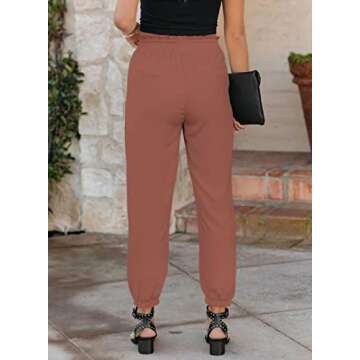 Welinone Womens Ladies 2022 Casual Relaxed Fit Comfy Soft Drawstring Elastic Waist Linen Fashion Pants for Women with Pockets Brown Small