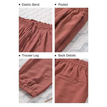 Welinone Womens Ladies 2022 Casual Relaxed Fit Comfy Soft Drawstring Elastic Waist Linen Fashion Pants for Women with Pockets Brown Small