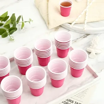 100 Pack 2oz Pink Plastic Shot Cups for Parties