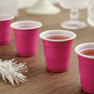 100 Pack 2oz Pink Plastic Shot Cups for Parties