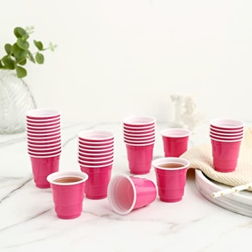 100 Pack 2oz Pink Plastic Shot Cups for Parties