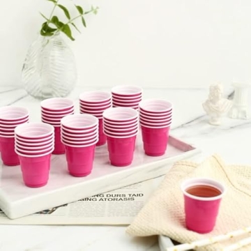 100 Pack 2oz Pink Plastic Shot Cups for Parties
