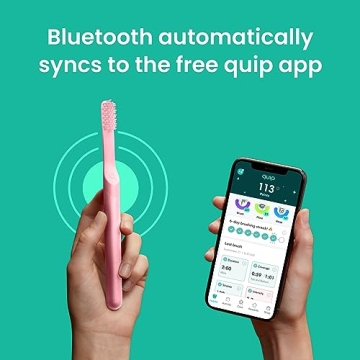 Quip Smart Sonic Toothbrush - Bluetooth, Travel-Friendly, Pink