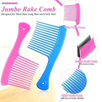 Romooa Wide Tooth Combs for Thick Curly Hair - 4 Pack