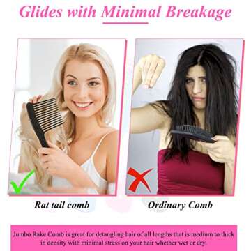 Romooa Wide Tooth Combs for Thick Curly Hair - 4 Pack