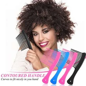Romooa Wide Tooth Combs for Thick Curly Hair - 4 Pack
