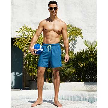 SILKWORLD Men's Quick-Dry Swim Trunks with Liner