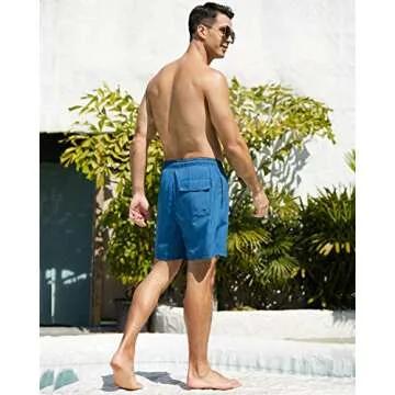 SILKWORLD Men's Quick-Dry Swim Trunks with Liner