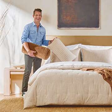 Nate Home by Nate Berkus Textured Cotton Decorative Throw Pillow | Modern Decorative Cushion for Couch, Chairs, or Bedroom from mDesign - Oblong Size 14" x 24", Natural (Taupe)