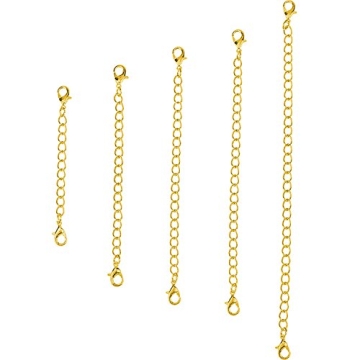 EBOOT 5 Pieces Necklace Extenders Chain Extenders Set for Necklace Bracelet DIY Jewelry Making (Gold...