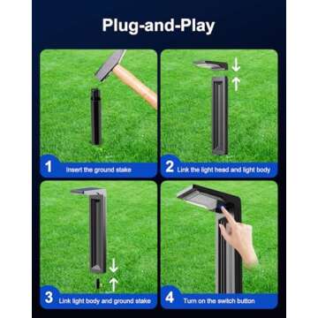 6 Pack Solar Powered Pathway Lights Outdoor Waterproof 30 LED Bright Walkway Landscape Lamp for Outside, Path, Driveway, sidewalk, Yard, Lawn, Garden, Trail, Modern Design and 2 Modes (Warm White)