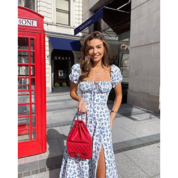 Boho Cottagecore Puff Sleeve Dress for Women