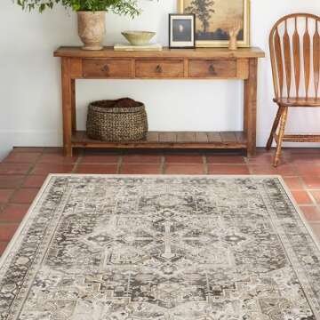 Ruggable Washable 6x9 Area Rug, Kamran Hazel, Premium Vintage Rugs for Living Room, Bedroom, Kitchen...