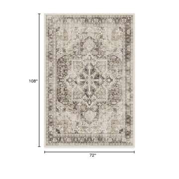 Ruggable Washable 6x9 Area Rug, Kamran Hazel, Premium Vintage Rugs for Living Room, Bedroom, Kitchen, Office, Classroom with Gripper Non Slip Pad