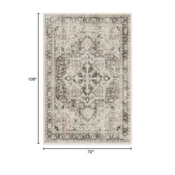 Ruggable Washable 6x9 Area Rug, Kamran Hazel, Premium Vintage Rugs for Living Room, Bedroom, Kitchen, Office, Classroom with Gripper Non Slip Pad