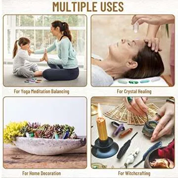 17Pcs Healing Crystals Stones Sets, Hexagonal Bullet Shaped Reiki Meditation Gemstone Chakra Stones Tiger Eye Obsidian Quartz Crystals Gemstone Wand Set Pendants with Storage Box