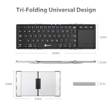 iClever BK08 Foldable Bluetooth Keyboard with Touchpad