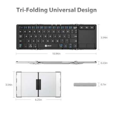 iClever BK08 Foldable Bluetooth Keyboard with Touchpad