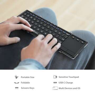 iClever BK08 Foldable Bluetooth Keyboard with Touchpad