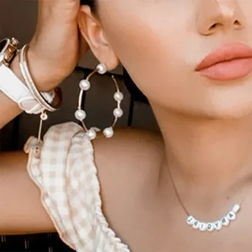 Doubnine Elegant Large Pearl Hoop Earrings for Women