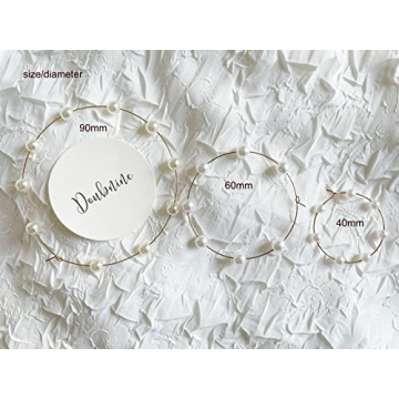 Doubnine Elegant Large Pearl Hoop Earrings for Women