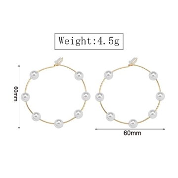 Doubnine Elegant Large Pearl Hoop Earrings for Women