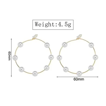 Doubnine Elegant Large Pearl Hoop Earrings for Women