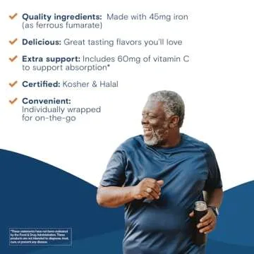 Bariatric Fusion Iron Supplement for Women with Vitamin C | Cherry Flavored Soft Chew | Bariatric Iron Chewable Vitamin | Gentle on Stomach Ferrous Fumarate | 60 Count | 2 Month Supply