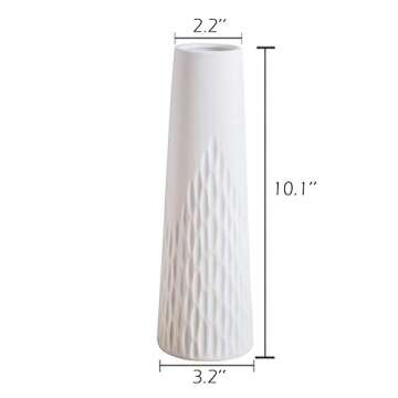 VanEnjoy 10 inch Desktop Minimalist White Ceramic Vases Home Office Decoration, Unique Speckle Finis...
