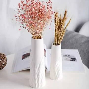 Chic White Ceramic Speckle Finish Vase for Home Decor