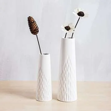 Chic White Ceramic Speckle Finish Vase for Home Decor
