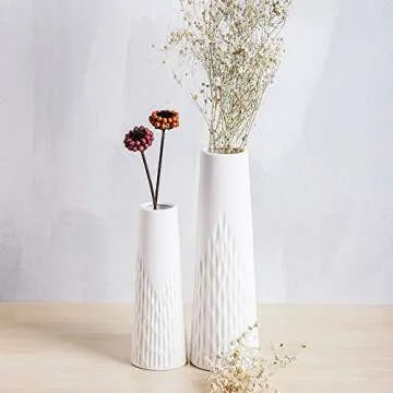 Chic White Ceramic Speckle Finish Vase for Home Decor