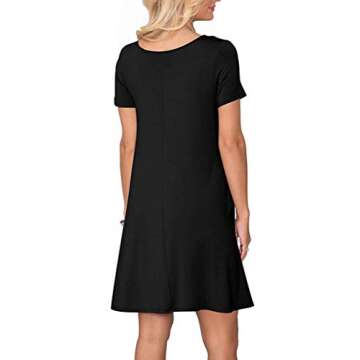 WNEEDU Women's Summer Casual Swing Dress with Pockets